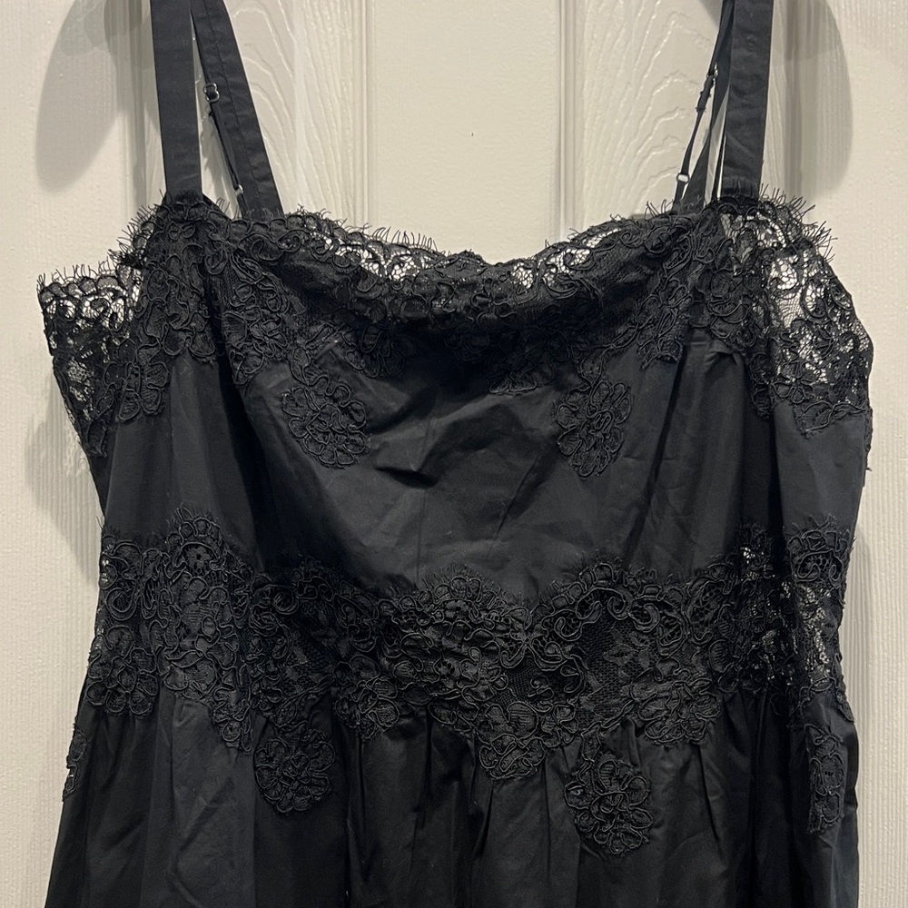 J.Crew Black Cotton and Lace Trim Dress included with snap-in blk slip cami - Picture 10 of 10
